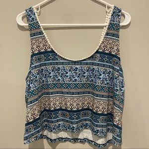 Blue Forever 21 Tank Top with Crochet Detail